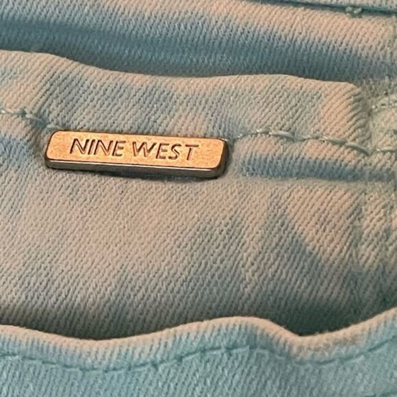 Size 10 Nine West frayed hem stretch 5-pocket zipper front belt Christie Capri - Picture 9 of 14